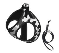 Abstract Camouflage Print Reflective Pet Leash Vest For Small Dogs & Cats, Adjustable Outdoor Walking Hiking Vest