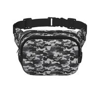 Abstract Camouflage Print Unisex Square Double Layer Waist Bag Trendy Crossbody Fanny Pack Travel Workouts, Black, One Size
