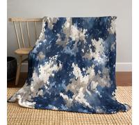 Abstract Camouflage Throw Blanket, Soft Cozy Watercolor Graffiti Style Fluffy Flannel Blanket, 220x240cm Navy Blue Blankets for Bed Sofa Chairs Couch