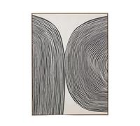 Abstract Canvas - Black & Cream with Natural Frame
