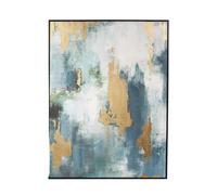 Abstract Canvas - Gold & Blue Tone with Black Frame