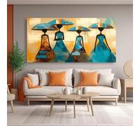 Abstract canvas painting of an African woman, 100 * 50cm unframed. | Ethnic tribal figures wall art, abstract African figures home decoration canvas painting
