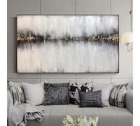 Abstract Canvas Pictures Gold 50 x 100 cm, Grey Gold Retro Art Painting Canvas Poster Grey Wall Picture Frameless (Gold Grey, 60 x 120 cm)