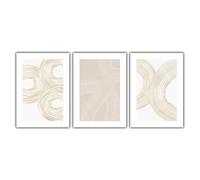 Abstract Canvas Print Draw A Circle with Multiple Arc Curves Poster Wall Art Pictures Bedroom Bohemian Minimalism Decor 21x30cm(8x12in) x3 No Frame