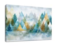 Abstract Canvas Prints Wall Art 90 x 60 cm Artwork Multicolor Geometric Triangle Forest - Decoration Painting Wall Decor Pictures for Bedroom, Living Room, Hallway or Entryway