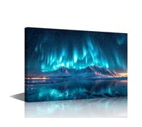 Abstract Canvas Wall Art for Living Room Northern Lights Home Decor Aurora Borealis Night Sky Poster Prints on Canvas Wall Decorations for Bedroom Bathroom Office Framed Ready to Hang 36x24 in