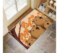Abstract Capybara Door Mats 45 X 75 Cm, Washable Indoor Doormat Tpr Non-Slip, Dirt Trapper Front Door Mat Inside, Cartoon Animals Absorbent Entrance Rug For Entryway, Pets And Dogs - Beige