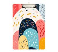 Abstract Cartoon-Style Art Pattern Metal Paperwork clipboard Standard Hole for Nurses Home Contractor Size 9 x 12 Silver