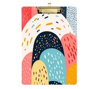 Abstract Cartoon-Style Art Pattern Metal Paperwork clipboard Standard Hole for Nurses Home Contractor Size 9 x 12 Gold