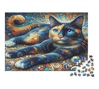 Abstract Cat Art 1000 Piece Jigsaws with Precision Cut Personalised Jigsaws As A Party Puzzle Game for Social Gatherings 70x50cm/1000pcs