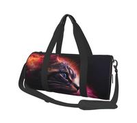 Abstract Cat Galaxy Printed Round Travel Duffel Bag Large Overnight Weekend Bags for Hiking, Vacations, Gym, Sports