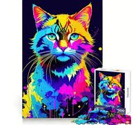 Abstract Cat Jigsaw Puzzles 1000 Piece for Adults Brain Exercise Cozy Fun Family Game Furniture Decor (50x75cm)