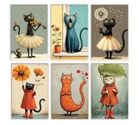 Abstract Cat Paint by Numbers Kit for Adults Beginner, 6 Pack Adult Paint by Number Kits on Canvas Without Frame, Funny Animal DIY Acrylic Cats Oil Painting by Numbers for Home Decor Gift 8x12 Inch