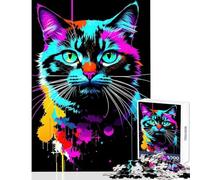 Abstract Cat Painting 1000 Piece Jigsaws for Adults Puzzle Stimulate Active Brain And Mind Gentle Relaxing Fun Activity (38x26cm)