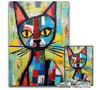 Abstract Cat Portrait 1000 Pieces Puzzles for Adults Paper Jigsaw Puzzles for Adults Family Activity Brain Teaser Home Decor 1000 PCS(38x26cm)