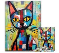 Abstract Cat Portrait Adult Jigsaw Puzzles 1000 Pieces Impossible Jigsaw Puzzles for Adults Perfect for Family Fun Party Games Birthday Party Favors 1000 PCS(75x50cm)