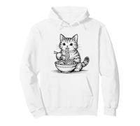 Abstract Cat Ramen Sketch Kitty Scribble Art Minimalist Pullover Hoodie