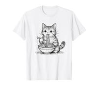 Abstract Cat Ramen Sketch Kitty Scribble Art Minimalist T-Shirt