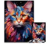 Abstract Cat Vivid Colors Puzzles 1000 Pieces for Adults Impossible Jigsaw Puzzles for Adults Brain Challenge for TeenagersHome Decor 1000 PCS(38x26cm)