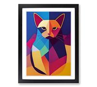 Abstract Cat Vol.1 Framed Wall Art Print, Ready to Hang Picture for Living Room Bedroom Home Office, Black A2 (48 x 66 cm)