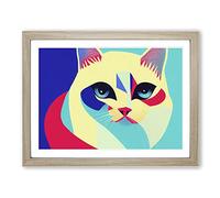 Abstract Cat Vol.3 H1022 Framed Print for Living Room Bedroom Home Office Décor, Wall Art Picture Ready to Hang, Oak A3 Frame (46 x 34 cm)