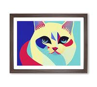 Abstract Cat Vol.3 H1022 Framed Print for Living Room Bedroom Home Office Décor, Wall Art Picture Ready to Hang, Walnut A2 Frame (64 x 46 cm)