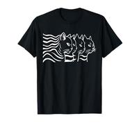Abstract Cat Wave Optical Illusion Line Art Design T-Shirt