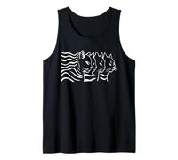 Abstract Cat Wave Optical Illusion Line Art Design Tank Top