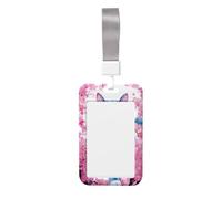 Abstract Cat with Green Eyes Sliding Id Badge Holder Hard Plastic Work Card Case Name Tag Protector for Nurses Office