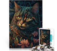 Abstract CatAdult Jigsaw Puzzles 1000 Pieces Challenging To Complete But Fun And Humorous with Matching Poster and Trivia Sheet 38x26cm