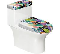 Abstract Cats Leaf Toilet Lid Cover and Toilet Tank Cover
