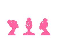 Abstract Celestial Female Figure in Boho Style Female Silhouette Decorated with Crescent Moon and Stars Fine Carving Decals 48x119.7cm Easy Installation Pink