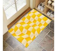 Abstract Checkerboard Doormat - Inside And Outside Welcome Mat, Yellow Indoor Front Doormat With Non-Slip Backing, Heavy Duty Entrance Mat, 40 X 60 Cm Modern Simplicity