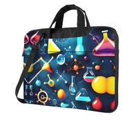 Abstract chemistry science print laptop bag, adjustable shoulder strap and hidden handle, simplify your everyday, Black/White, 13 inch