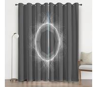 Abstract Circle 3D Print Blackout Curtains 54 Inches Long, Line Geometry Eyelet Curtains, Thermal Insulated Energy Saving for Living Room Bedroom Window Privacy Drapes 2 Panels Home decor, Dark Gray