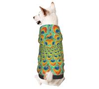 Abstract Circle Beautiful Peacock Feather Pattern Winter Small Dog Sweater Dog Hoodie Pet Clothes Puppy Sweatshirt with Hoods