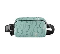 Abstract Circle Drawed Bold Lines Green Fashionable Waist Pack Crossbody Bag for Women Men Teenagers Small Zipper Fanny Pack Sling Bag with Adjustable Strap for Travel Running Hiking