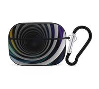 Abstract Circle Swirl AirPod Pro Case, Anti Scratch Hard PC Cover with Keychain, AirPod Pro 2nd/1st Case Accessories for Women Men, Black-Style