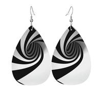 Abstract Circle Swirl Piercing Teardrop Earrings Set, Fashion Leather Earrings Dangle Hoop For Women Birthday Party Jewelry Gift