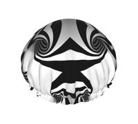Abstract Circle Swirl Printed Bathing Cap, Dual Layer Hair Protector, Elastic Hair Cover For Washing Face, 10.6in/27cm