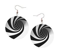 Abstract Circle Swirl Printed Faux Leather Earrings Set For Women, 1 Pair Lightweight Dangle Drop Pierced Earrings Jewelry Gifts For Women