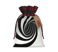 Abstract Circle Swirl Printing Color Matching Plaid Christmas Bag With Drawstring,4.7x6.9 In For Christmas Halloween