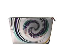 Abstract Circle Swirl Prints PVC Leather Travel Toiletry Bag with Gold Zippers, Waterproof Cosmetic Organiser for Makeup, Toiletries & Essentials