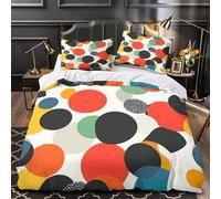 Abstract Circles 3D Printed Comforter Cover 3-Piece Microfiber Durable Skin-Friendly Modern Graphic Design Duvet Cover 2 Pillow Shams Hidden Zipper Home Decor Kids Bedroom Single (135x200cm)