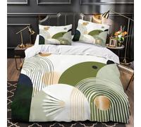 Abstract circles 3D Printed Duvet Cover 3-Piece Ultra-Soft Microfiber Durable Modern geometric Comforter Cover 2 Pillowcases Hidden Zipper Machine Washable Kids Teens Bedroom Single（140x200cm）