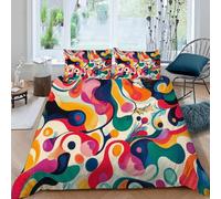 Abstract Circles Duvet Cover Oversized King - 3 Pieces Extra Soft Bedding Set, Colorful Texture Duvet Cover 120" x 98" with Zipper Closure & 2 Pillow Shams, Comforter Not Included (Dz4368)