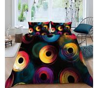 Abstract Circles Printed Bedding Set for Girls Boys Children Colorful Texture Comforter Cover Decorative Modern Duvet Cover Oversized Queen 3 Pcs Bedclothes (No Comforter), 98" x 98" (Dz4337)