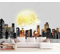 Abstract City Architecture Flying Birds Art 3D Wallpaper Silky Texture Home Study Office Grey Dining Room Sofa Bedroom Living Room TV Backdrop-400cm×280cm
