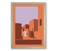 Abstract City Forms Minimalist Framed Wall Art Print A4 (29.7×21cm) Oak, Wall Decor for Living Room, Bedroom, Office & Home, Ready to Hang, Art Gift