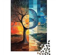 Abstract Clock Art 1000 Piece Jigsaw Puzzle Paper for Adults Four Seasons Scene Puzzle Game for Family Stress Relief Decor 70x50cm/1000pcs